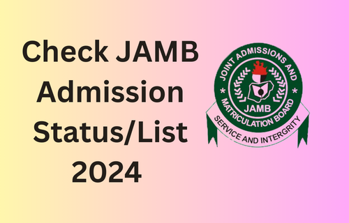 Check JAMB admission list 2024 with JAMB logo on beautiful background. 