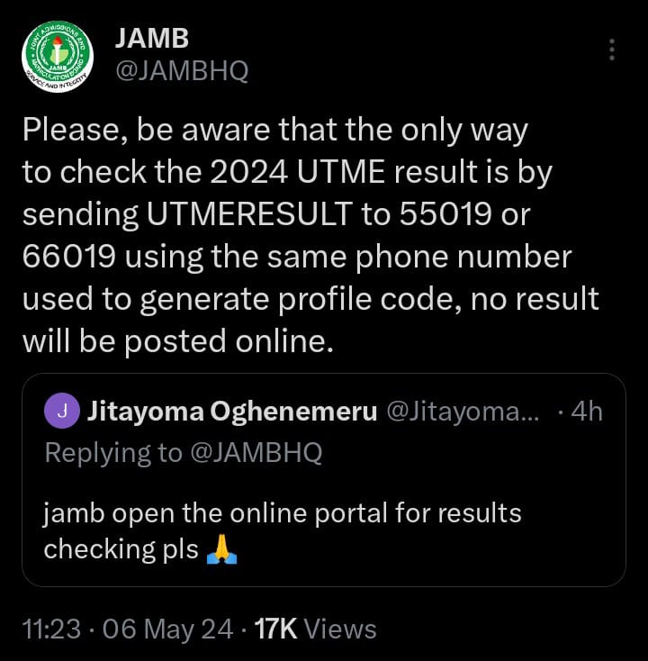 New JAMB results 2024 updates 